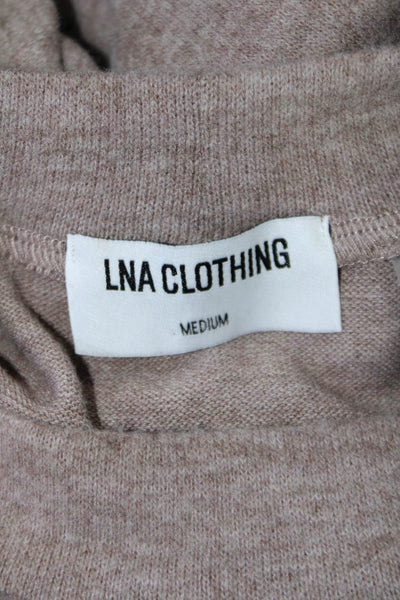 LNA Womens Long Sleeves Cut Out Pullover Crew Neck Sweatshirt Beige Size Medium