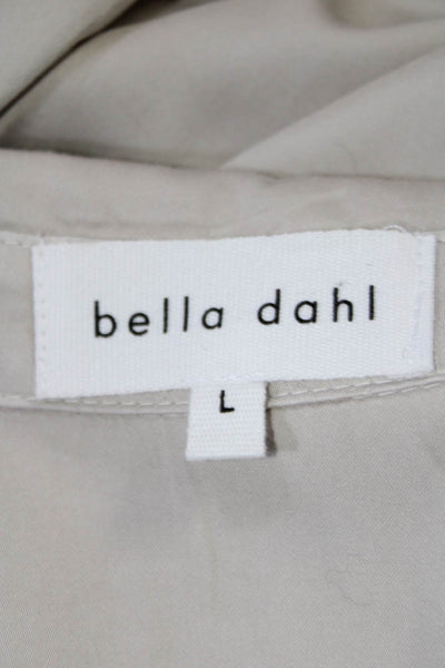 Bella Dahl Womens Long Sleeves Crew Neck Button Down Blouse Oat Beige Size Large