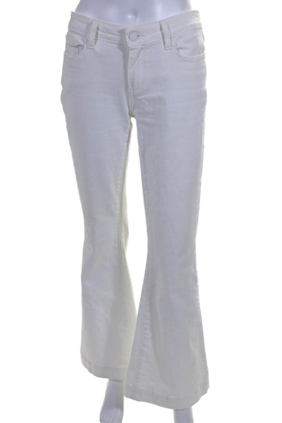 Paige Womens Cotton Buttoned Zipped Flare Slip-On Casual Pants White Size EUR 27