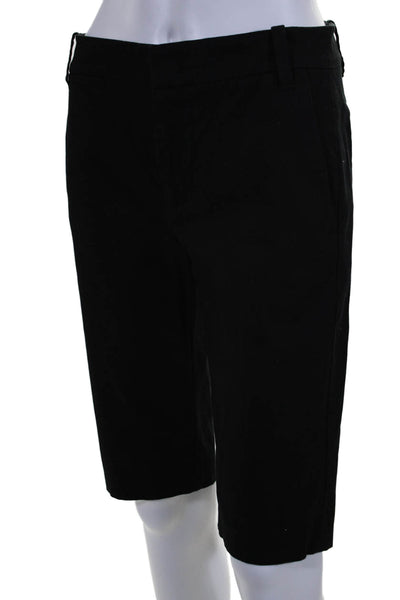 Vince Womens Cotton Hook & Eye Flat Front Slip-On Bermuda Shorts Black Size 2