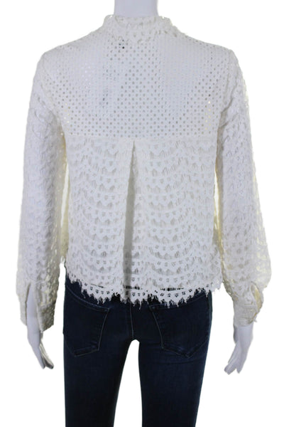 Whistles Womens Long Sleeve Collared Button Down Open Knit Top White 4