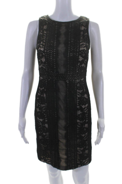 Adrianna Papell Womens Sleeveless Lace Knee Length Sheath Dress Black Size 2P