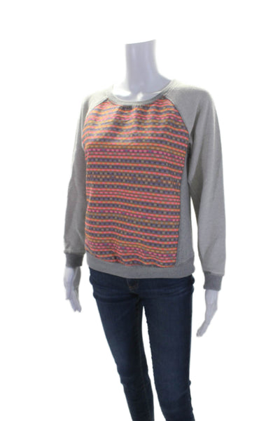 Trina Turk Womens Crew Neck Long Sleeve Tight Knit Sweater Multicolor Small