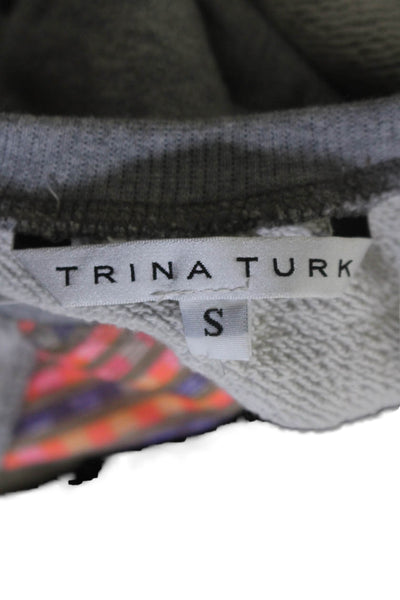 Trina Turk Womens Crew Neck Long Sleeve Tight Knit Sweater Multicolor Small