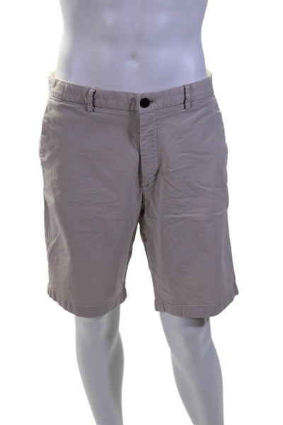 Theory Men's Button Closure Flat Front Walking Shorts Beige Size 34