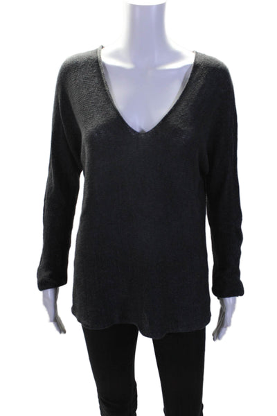 Vince Women's V-Neck Long Sleeves Pullover Knit Sweater Black Size S