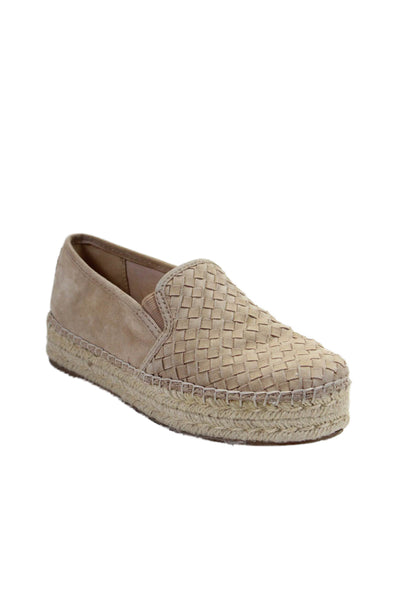 Sam Edelman Womens Round Toe Braided Suede Espadrille Slip-On Shoes Beige Size 8