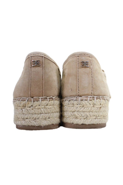 Sam Edelman Womens Round Toe Braided Suede Espadrille Slip-On Shoes Beige Size 8