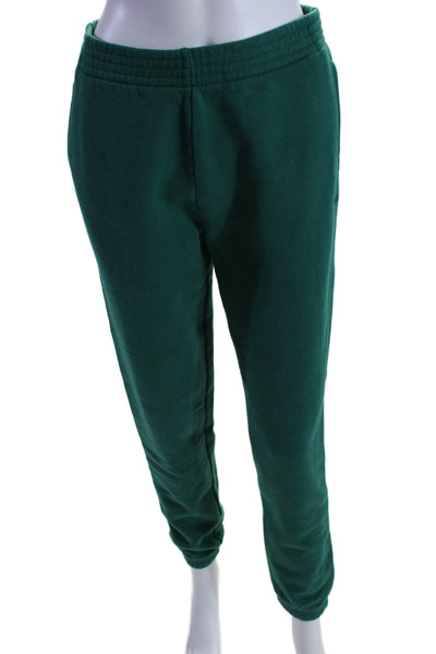 TNA Womens Cotton Fleece Elastic Waist Tapered Leg Sweatpants Pine Green Size S