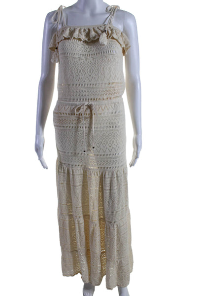 Ba&Sh Womens Cotton Open Knit Lined Sleeveless Maxi Dress Cream White Size XS