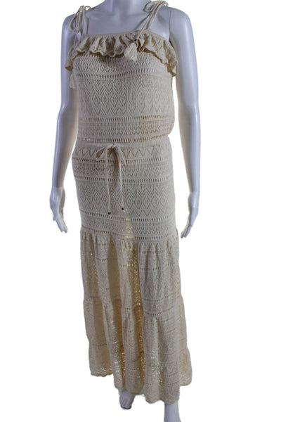 Ba&Sh Womens Cotton Open Knit Lined Sleeveless Maxi Dress Cream White Size XS