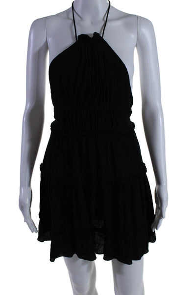 Playa Lucila Womens Ruffled Tiered Sleeveless Mini Halter Dress Black Size XS