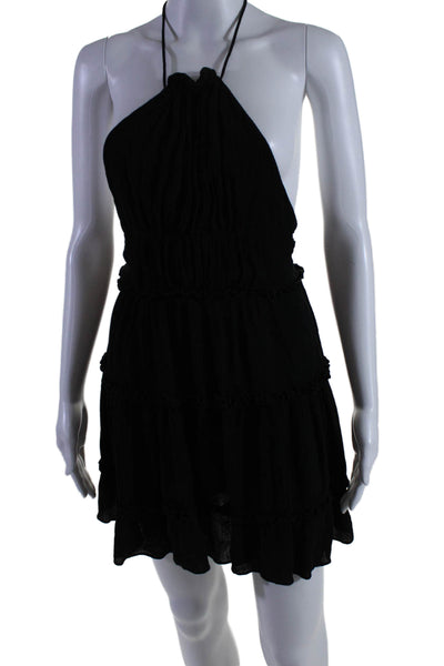 Playa Lucila Womens Ruffled Tiered Sleeveless Mini Halter Dress Black Size XS