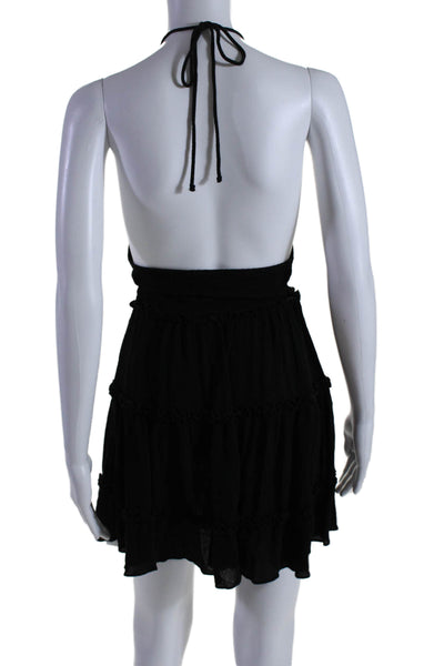 Playa Lucila Womens Ruffled Tiered Sleeveless Mini Halter Dress Black Size XS