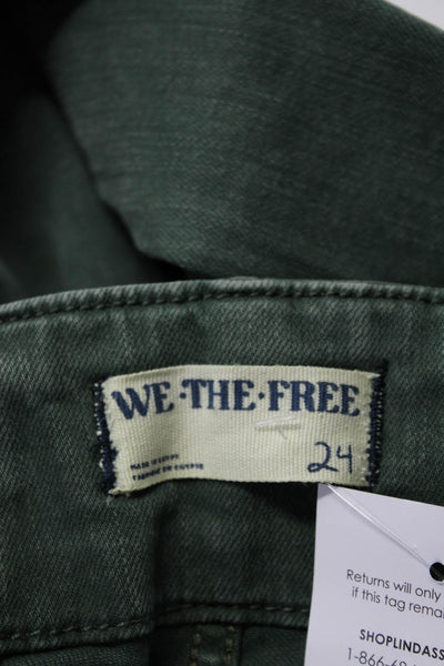 We The Free Womens Cotton Denim High Rise Boot Cut Jeans Olive Green Size 24