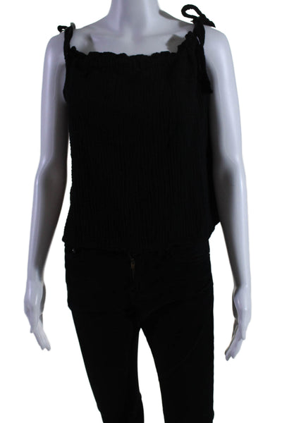 Nation LTD Womens Cotton Gauze Tie Strap Sleeveless Tank Top Black Size S