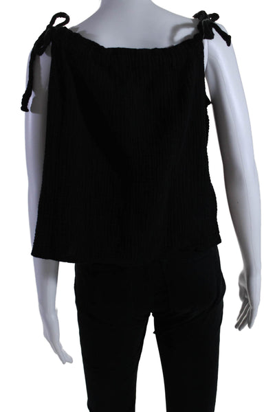 Nation LTD Womens Cotton Gauze Tie Strap Sleeveless Tank Top Black Size S