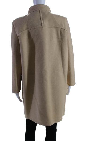 Courreges Womens Beige Wool Pockets High Neck Long Sleeve Coat Size 36/38