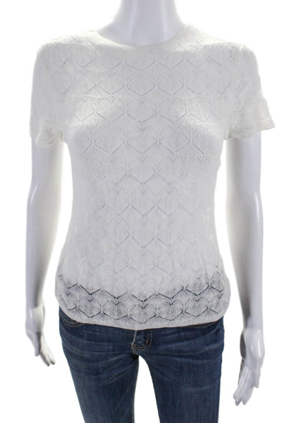 Vince Womens Short Sleeves Pullover Crew Neck Sweater White Size Extra Small