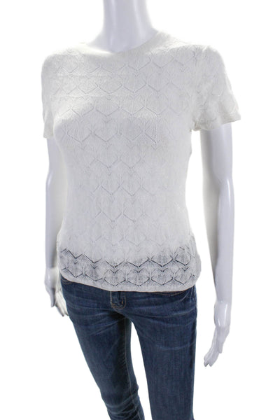 Vince Womens Short Sleeves Pullover Crew Neck Sweater White Size Extra Small