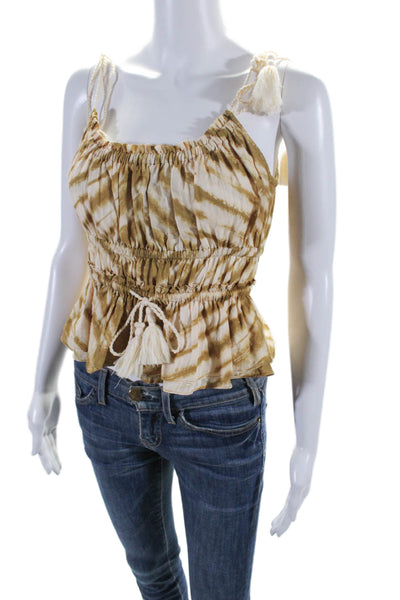 Ulla Johnson Womens Tie Dye Print Sleeveless Tank Top Brown White Size 00