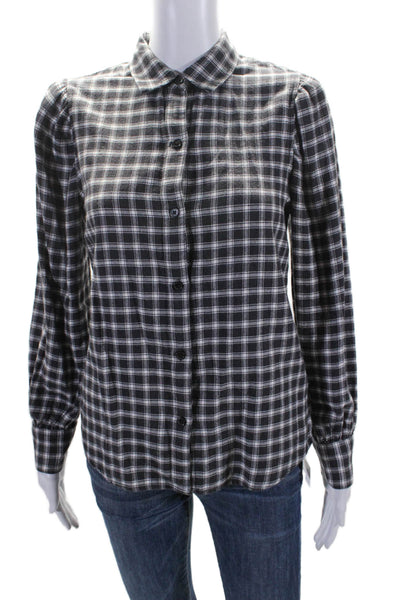 Rails Womens Plaid Button Down Angelica Shirt Black White Cotton Size Extra Smal