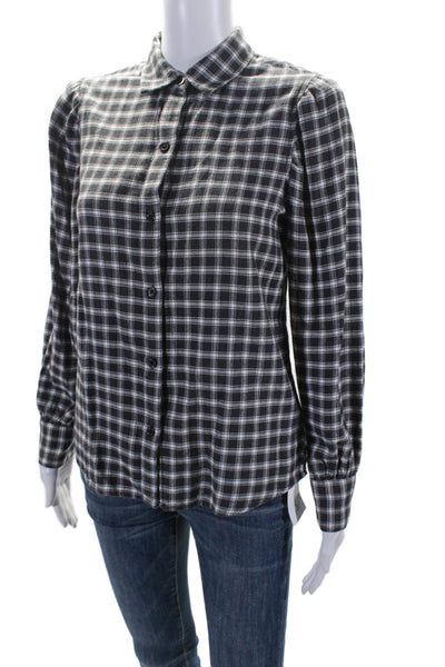 Rails Womens Plaid Button Down Angelica Shirt Black White Cotton Size Extra Smal