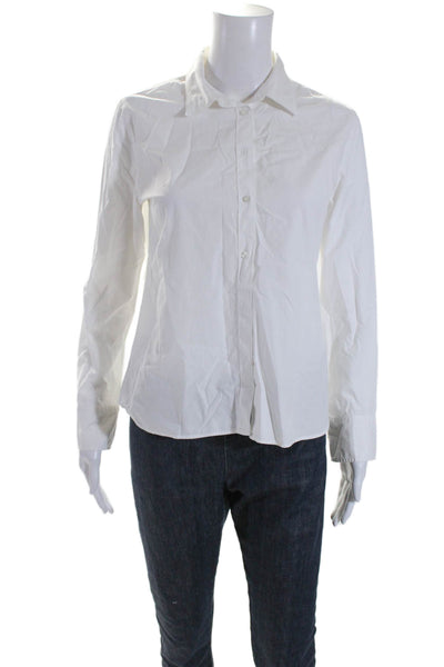 Maje Womens Cotton Collared Long Sleeve Button Up Blouse Top White Size 2