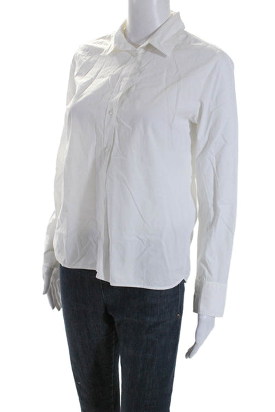 Maje Womens Cotton Collared Long Sleeve Button Up Blouse Top White Size 2