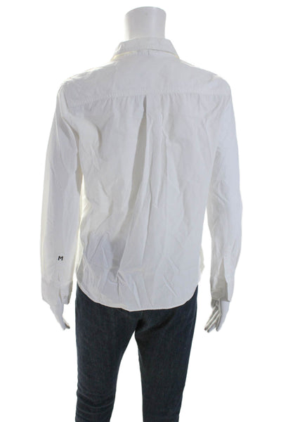 Maje Womens Cotton Collared Long Sleeve Button Up Blouse Top White Size 2