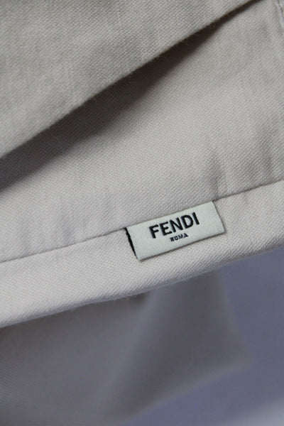 Fendi Girls Cotton Flat Front Khaki Slim Straight Chino Pants Beige Size 10