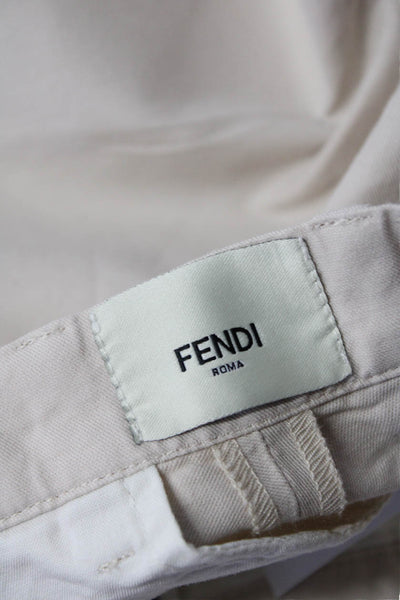 Fendi Girls Cotton Flat Front Khaki Slim Straight Chino Pants Beige Size 10