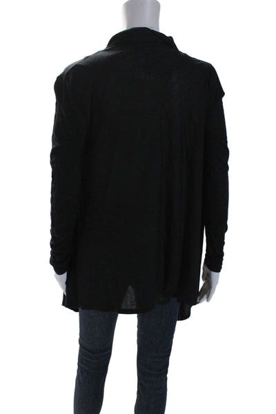 Helmut Lang Womens Thin Knit Long Sleeve Open Front Blouse Black Small