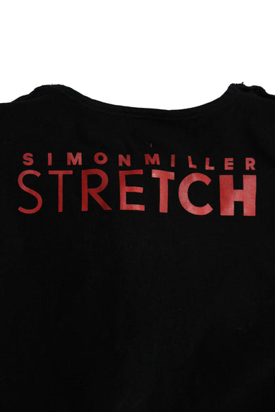 Simon Miller Stretch Womens Long Sleeve Graphic Bodysuit Top Black XS