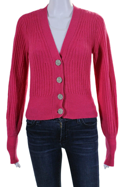 Intermix Womens Thick Knit Button Down cardigan Sweater Pink Size Small