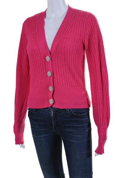 Intermix Womens Thick Knit Button Down cardigan Sweater Pink Size Small