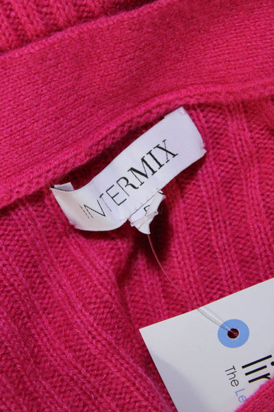 Intermix Womens Thick Knit Button Down cardigan Sweater Pink Size Small