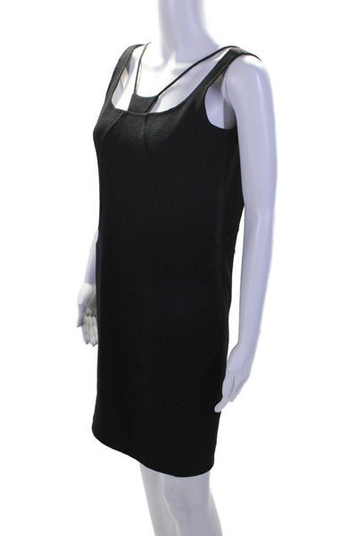 Chado Ralph Rucci Womens Back Zip Scoop Neck Sheath Dress Black Wool Size 4