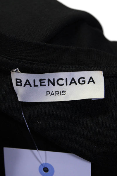 Balenciaga Paris Womens Short Sleeve Scoop Neck Shirt Dress Black Size Small