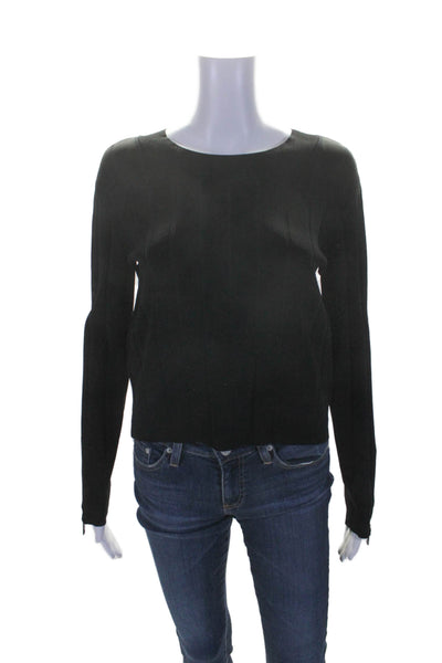 Sport The Kooples Womens Long Sleeve Side Zip Knit Top Black Size Small