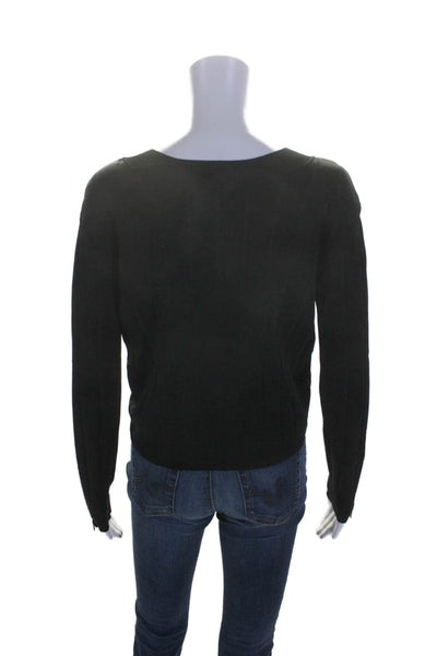 Sport The Kooples Womens Long Sleeve Side Zip Knit Top Black Size Small