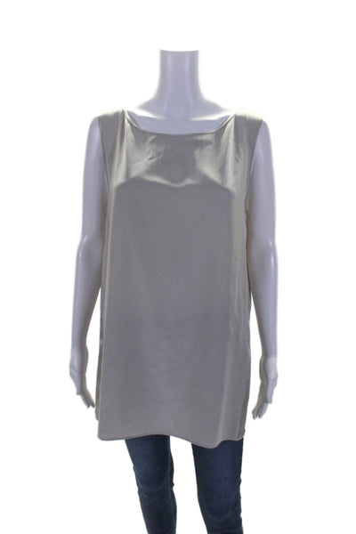 Lafayette 148 New York Womens Silk Gray Boat Neck Sleeveless Blouse Top Size 12