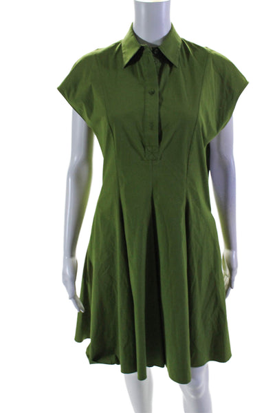 Michael Kors Womens Side Zip Cap Sleeve Collared A Line Dress Green Size 4