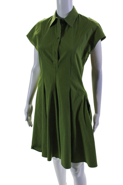 Michael Kors Womens Side Zip Cap Sleeve Collared A Line Dress Green Size 4