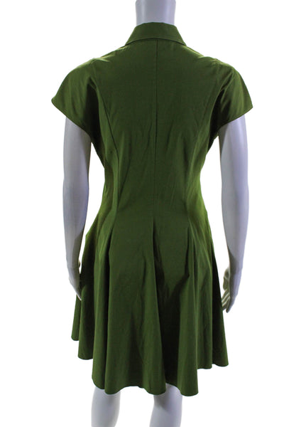 Michael Kors Womens Side Zip Cap Sleeve Collared A Line Dress Green Size 4