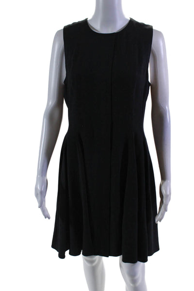 Proenza Schouler Womens Back Zip Crew Neck A Line Dress Black Size 10