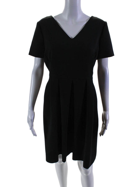 Claudie Pierlot Womens Short Sleeve Cross Strap V Neck Crepe Dress Black FR 40