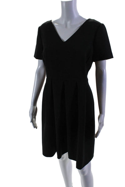 Claudie Pierlot Womens Short Sleeve Cross Strap V Neck Crepe Dress Black FR 40