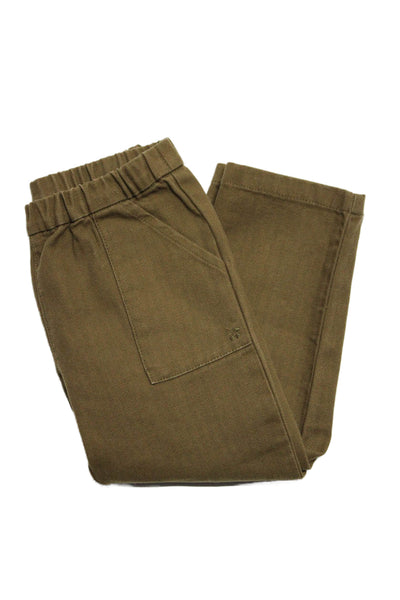 Bonpoint Childrens Boys Pull On High Rise Slim Leg Pants Brown Cotton Size 3