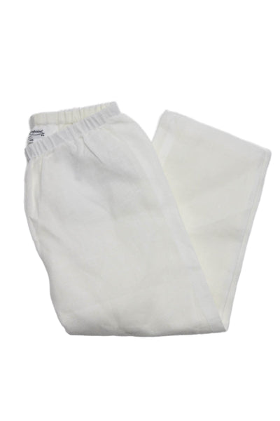 Bonpoint Childrens Boys Linen High Rise Pull On Slim Leg Pants White Size 3